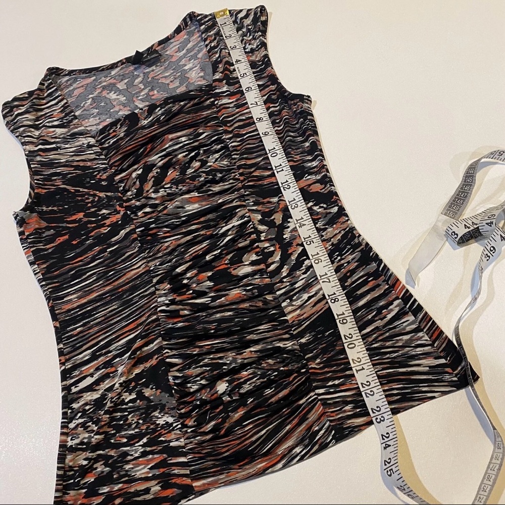 New Directions Abstract Ruched Square Neck Top - Picture 6 of 7